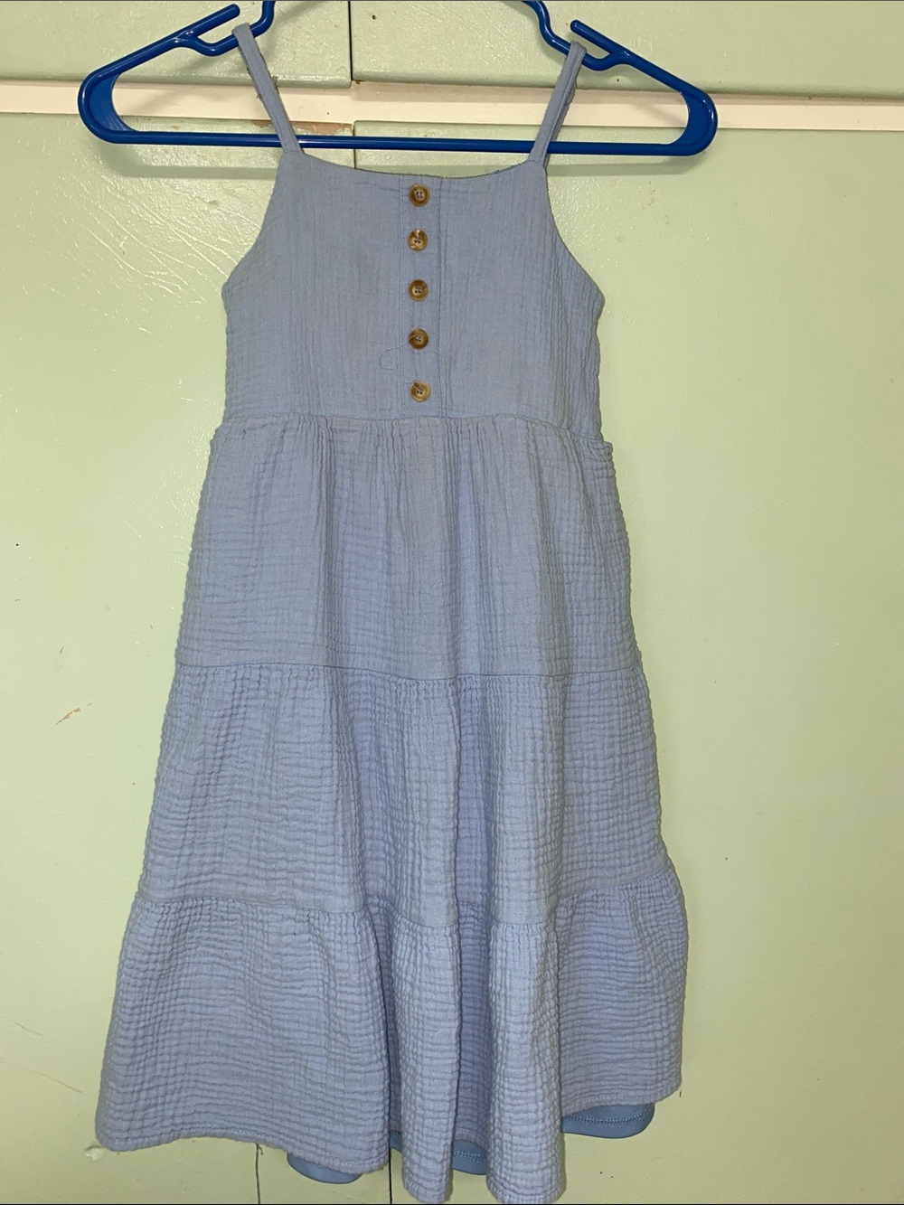 Girls Btween Blue comfy cotton Gauze tiered dress adjustable straps Girls  7